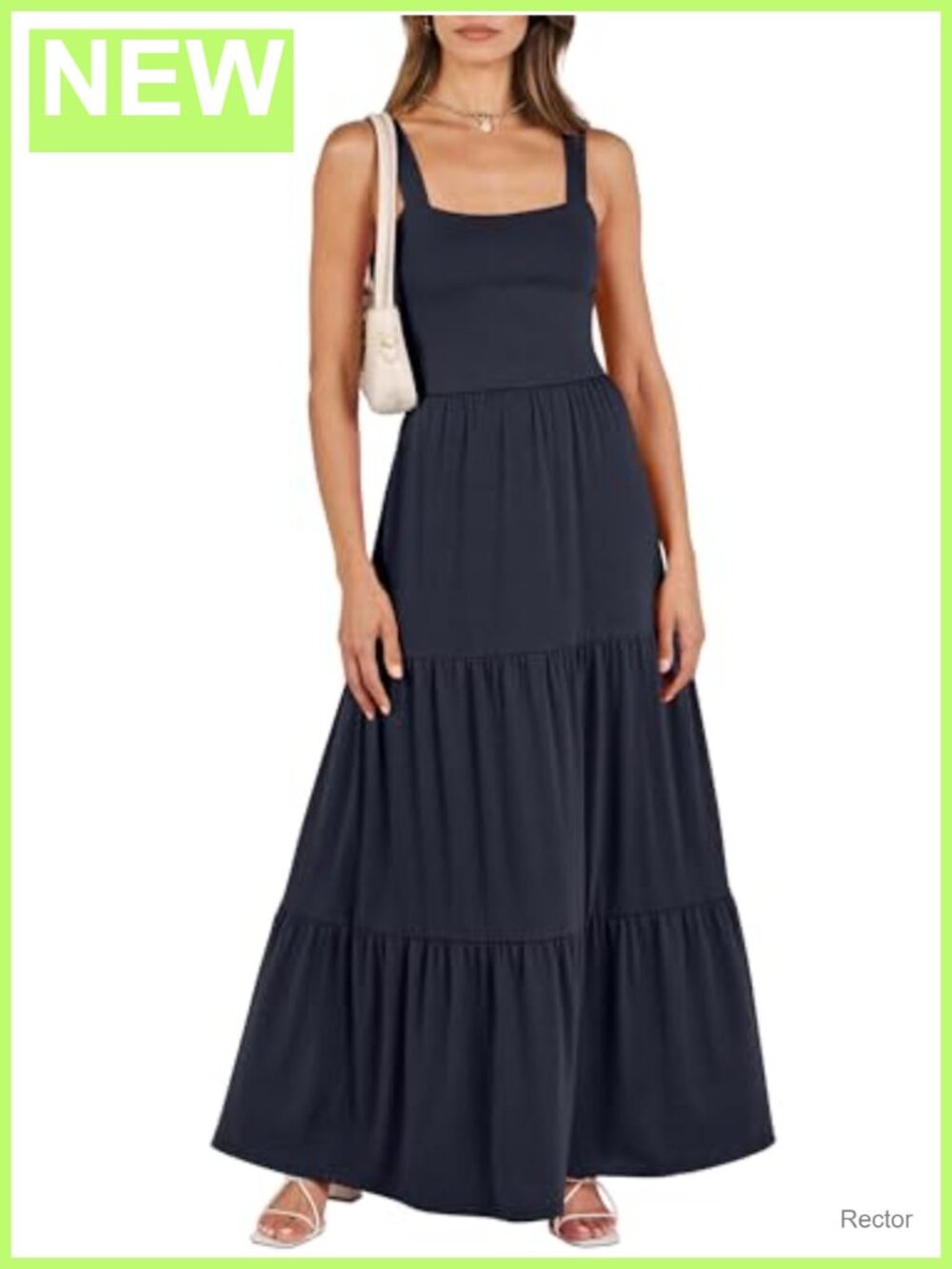 Women's Sleeveless Square Neck Maxi Dress with Pockets Casual Summer